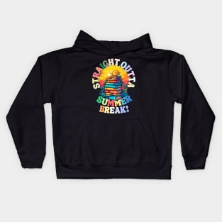 Summer Vacations - Straight Outta Adventure under Glowing Skies with Books Kids Hoodie